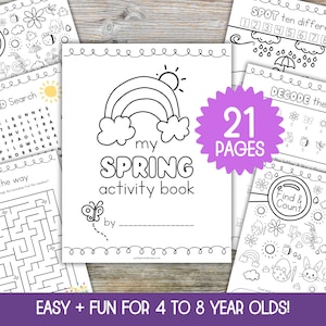 Frühlings-Aufenthaltsbuch, Frühlingsaktivitäten, Frühlings-Malseiten, Frühlingsaktivitätsblätter, Frühlings-Malbuch, Frühling und Ostern zum Ausdrucken
