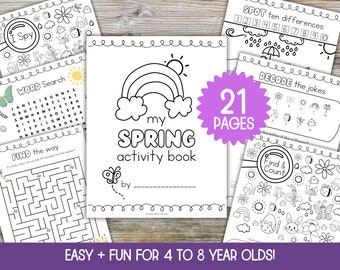 Spring Activity Book, Spring Activities, Spring Coloring Pages, Spring Activity Sheets, Spring Coloring Book, Spring and Easter Printable