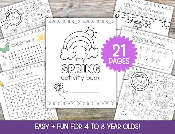 Spring Activity Book, Spring Activities, Spring Coloring Pages, Spring Activity Sheets, Spring Coloring Book, Spring and Easter Printable