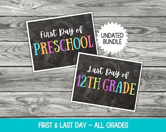 First and Last Day of School Sign, Back to School Sign Printable, 1st Day of School Photo Props, School Sign First Day Last Day