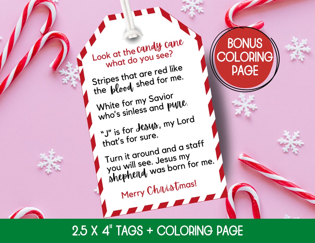 Candy Cane Gift Tag Printable, Legend of the Candy Cane Printable Tag