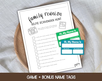 Family Reunion Games, Selfie Scavenger Hunt, Selfie Hunt, Games for Adults, Games for Kids,  Icebreaker Games,  Family Reunion Selfie Game
