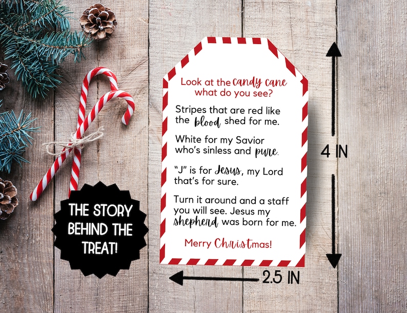 Candy Cane Gift Tag Printable, Legend of the Candy Cane