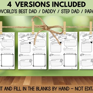 All About Dad Printable Fathers Day Fill-in-the-blanks - Etsy
