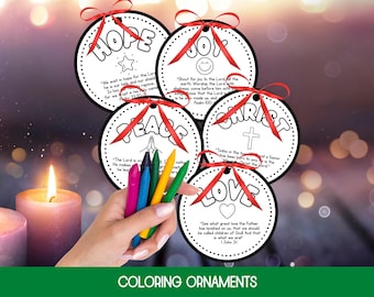 Advent Ornament Printable, Advent Crafts for Kids, Advent Sunday School Activities, Coloring Page Advent, Sunday School Coloring Sheets