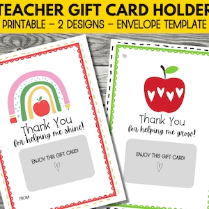 Leraar cadeaukaart afdrukbaar met envelop, leraar waardering cadeau kaarthouder, leraar waardering afdrukbare kaart, einde van school cadeau
