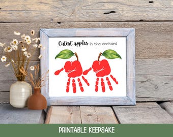 Apple Handprint Art, Apple Craft for Toddlers, Preschool Apple Activity, Printable Handprint Template, Fall Handprint Crafts