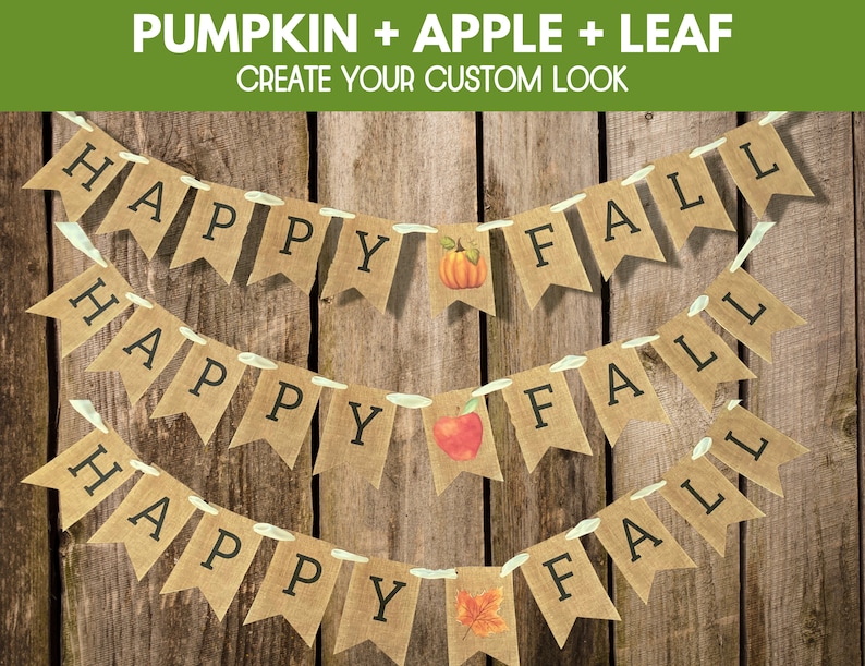 Happy Fall Banner Printable Fall Banner for Mantle Printable Etsy