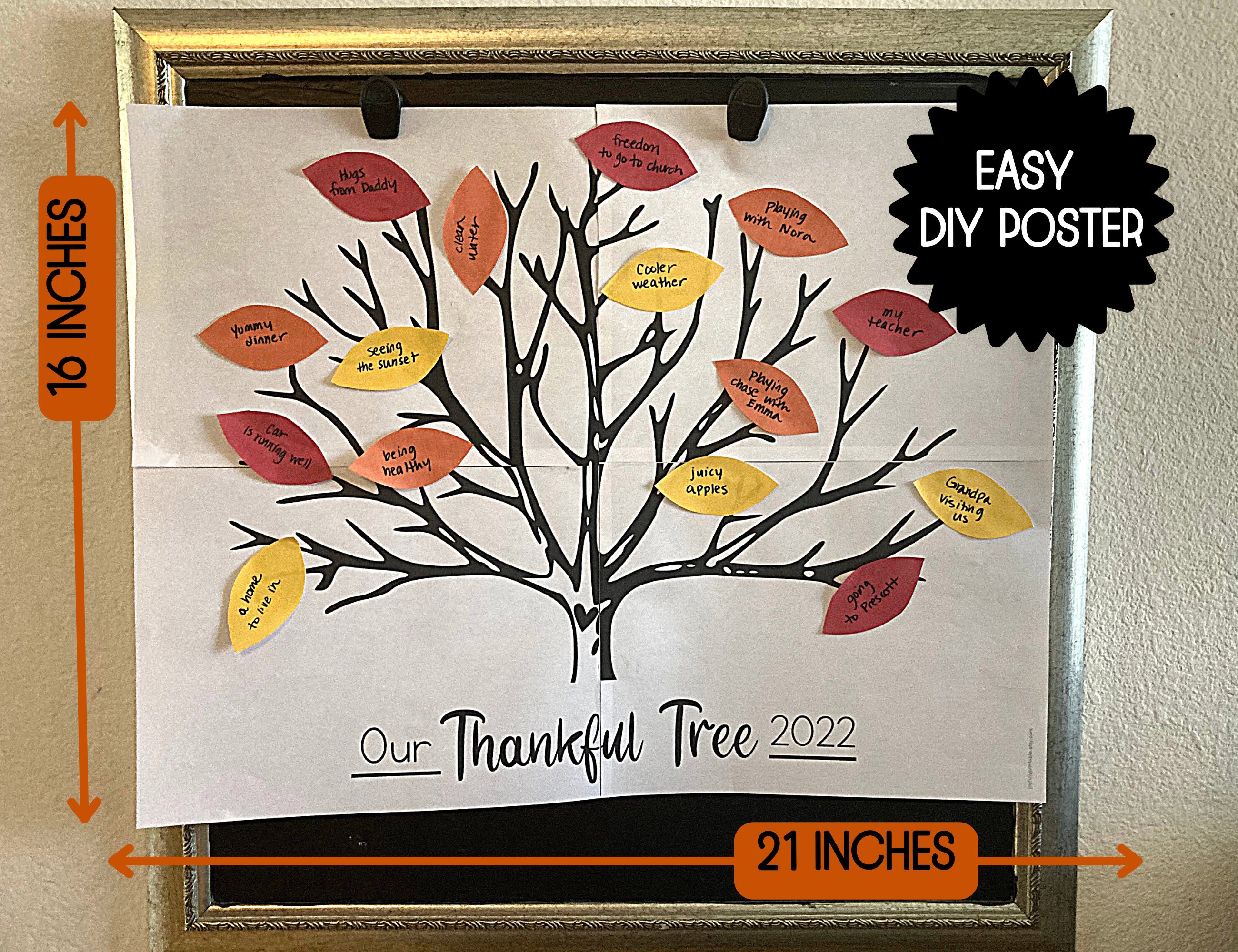 Thankful Tree Poster Printable Thanksgiving Tree Gratitude Etsy