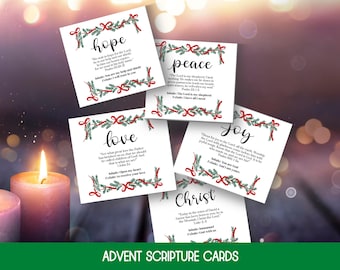 Advent Cards Printable, Advent Candle Scripture Cards, Advent Prayer Cards, Printable Advent Devotional Cards, Devotions for Women Digital