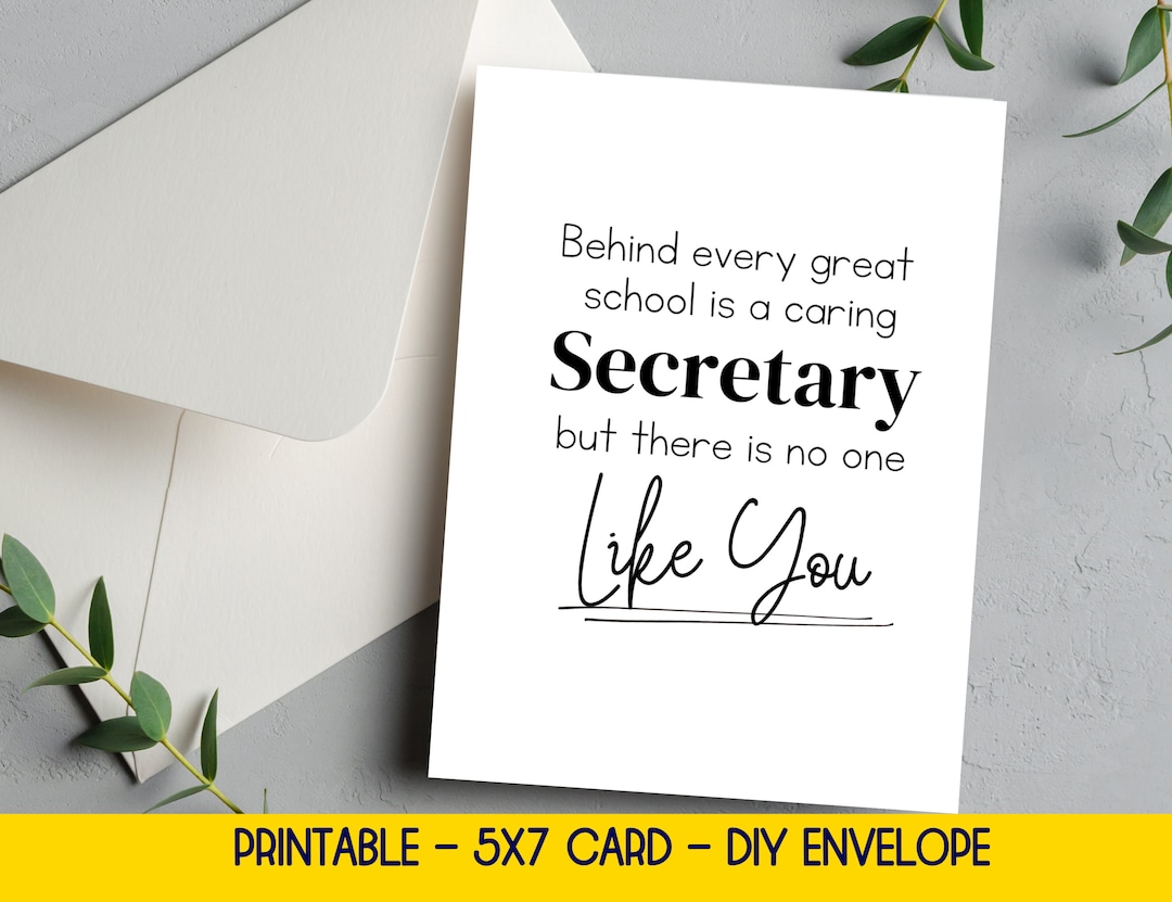 School Secretary Appreciation Card Printable, School Secretary Thank You Card, Secretary Gift