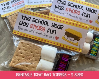 Last Day of School Treat Bag Topper Printable, S'mores Gift Tag, End of School Year Gift Tag, End of School Favor, S'more Tag