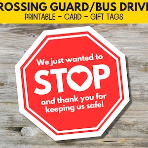 Regalo stampabile per la guardia di attraversamento, regalo per l'autista di autobus, apprezzamento per l'autista di autobus, regalo di fine scuola, carta per autista di autobus, regalo di Natale per autista di autobus