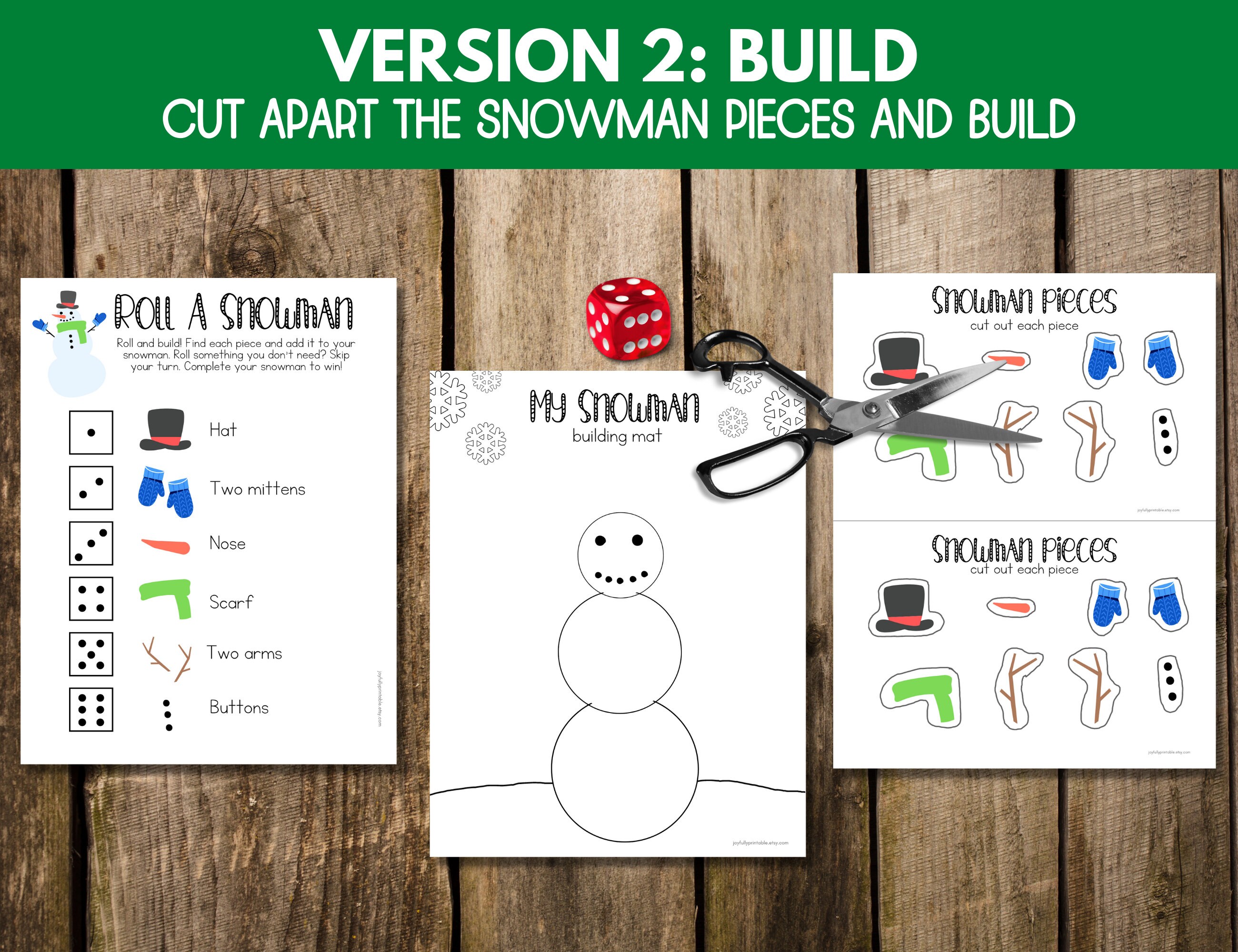 Roll A Snowman Game Printable, Build A Snowman, Preschool Class Party ...