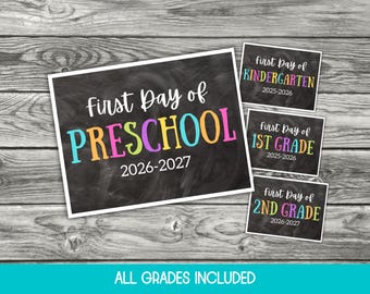 First Day of School Sign Printable, Printable Back to School Sign, Chalkboard School Sign, 1st Day of Preschool Sign, 1st Day of School