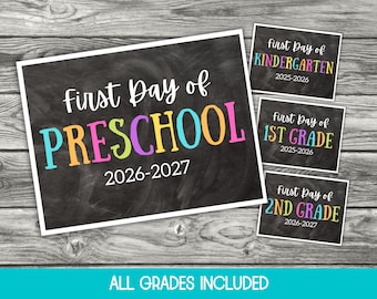 First Day of School Sign Printable, Printable Back to School Sign, Chalkboard School Sign, 1st Day of Preschool Sign, 1st Day of School