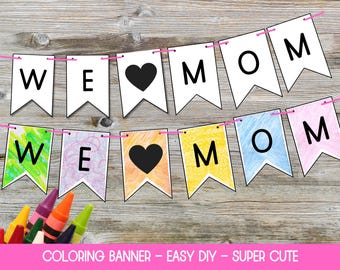 Mother's Day Coloring Banner, Mother's Day Banner Printable, Mother's Day Decoration, Mother's Day Coloring Page