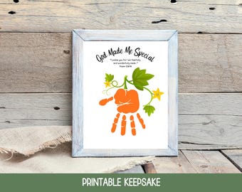 Printable Fall Christian Craft, Fall Handprint Template, Preschool Fall Crafts, Fall Toddler Activities, Handprint Keepsake
