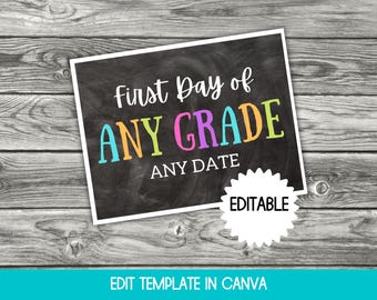 First Day of School Sign Editable Template, 1st Day of School Board Printable, Back to School Sign Template, First Day of School Board