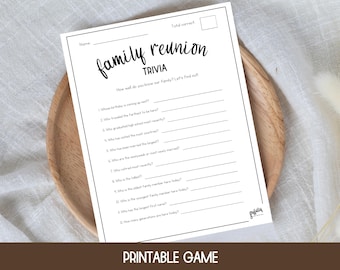Family Reunion Games, Family Trivia Game, Family Reunion Trivia, Icebreaker Games, Get To Know You Game, Games for Adults