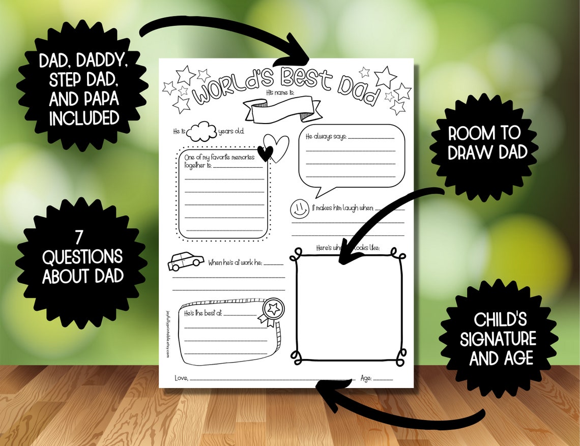 All About Dad Printable Fathers Day Fill-in-the-blanks - Etsy