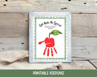 Apple Handprint Art, Apple Craft for Toddlers, Preschool Apple Activity, Fall Handprint Crafts, Printable Handprint Template