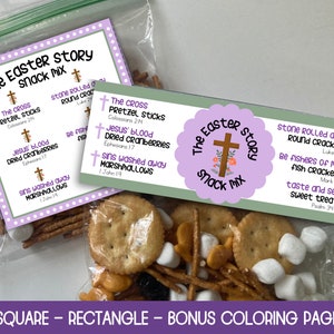 The Easter Story Snack Mix Printable, Leckerlibeutel Topper, Oster Mitbringsel, Oster Snack Mix, Christliche Vorschule, Sonntagsschule