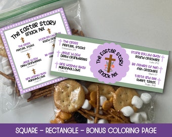 The Easter Story Snack Mix Printable, Treat Bag Topper, Easter Party Favor, Easter Snack Mix, Christian Preschool, Sunday School