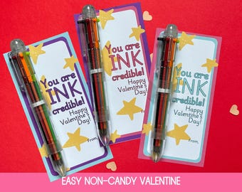 You're Ink-credible Valentines, Pen Valentine printable, Classroom Valentines, Non-candy valentine, Valentines with pen, Valentine pen tag