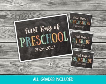 First Day of School Sign Boy Digital, Printable First Day Sign, Back to School Photo Prop, 1st Day of Preschool Sign