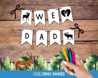 Fathers Day Banner Template Hunting, Father's Day Hunting Dad Sign, Printable Bunting Banner Fathers Day, Printable Garland, Banner Download
