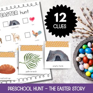 Preschool Easter Scavenger Hunt, Toddler Easter Scavenger Hunt, Printable Easter Games for Kids, Scavenger Hunt Easter, Religious Easter