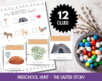 Preschool Easter Scavenger Hunt, Toddler Easter Scavenger Hunt, Printable Easter Games for Kids, Scavenger Hunt Easter, Religious Easter