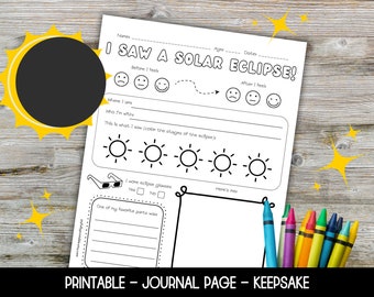 Solar Eclipse 2024, Solar Eclipse Worksheet, Solar Eclipse Activity Page Printable, Solar Eclipse Activity for Kids, Total Eclipse Keepsake