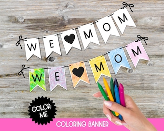 Sjabloon moederdag spandoek, Moederdag banner afdrukbaar, Moederdag decoratie, Moederdag kleurplaat, activiteiten voor kinderen
