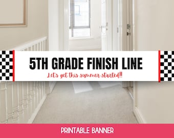 End of School Finish Line Printable Banner, Fifth Grade Graduation, Last Day of 5th Grade, Happy Last Day of School, End of School Party