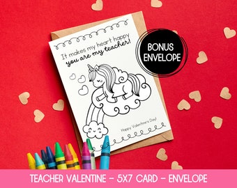 Printable Valentines Day Card For Teacher, Unicorn Valentine, Teacher Valentine Card Printable