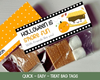 Halloween S'mores Treat Bags Toppers, Halloween Smores Tags, Halloween Treat Tags for School, Halloween Treat Bag Tag, Halloween Class Treat