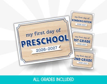 First Day of School Sign Boy Digital, Back to School Photo Prop, First Day of School Signs Printable, 1st Day of Preschool Sign