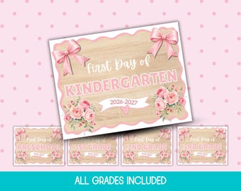 First Day of School Sign Girl Printable, Girly School Sign, First Day of Kindergarten, Back to School Photo Prop, 1st Day of School Sign