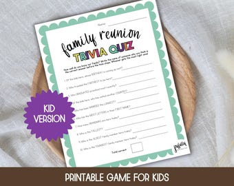 Family Reunion Games, Family Trivia Game, Family Reunion Trivia, Get To Know You Game, Icebreaker Games, Games for Kids, Family Trivia Quiz
