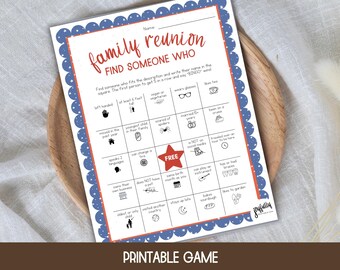 Family Reunion Bingo Cards, Get To Know You Bingo, Find Someone Who, Family Reunion Games, Icebreaker Games, Family Bingo Printable