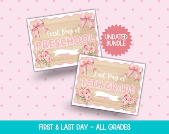 First Day of School Sign Girl Printable, Girly School Sign, Back to School Photo Prop, First Day of Kindergarten, 1st Day of School Sign,