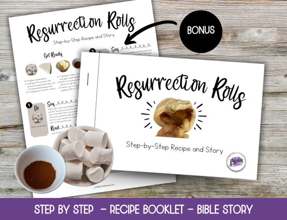 Resurrection Rolls Recipe Printable, Empty Tomb Rolls, Christian Easter Activity for Families, Preschool Easter Activity, Homeschool Easter