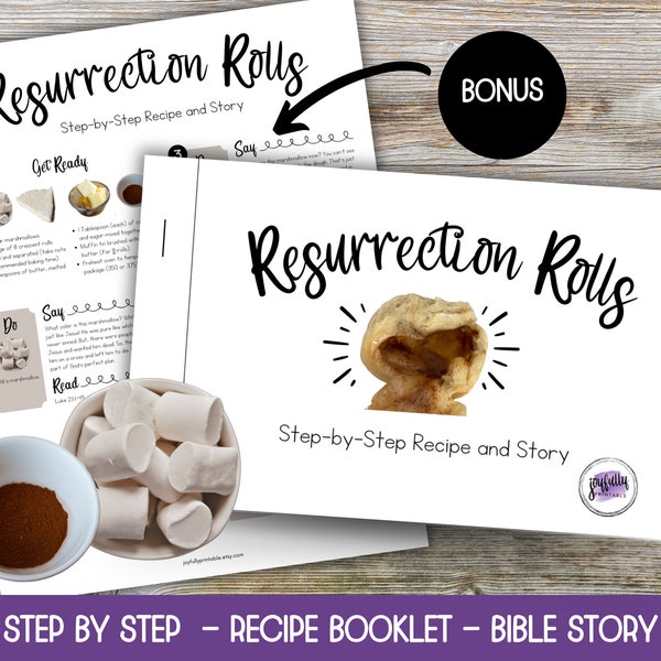 Resurrection Rolls Recipe Printable, Empty Tomb Rolls, Christian Easter Activity for Families, Preschool Easter Activity, Homeschool Easter