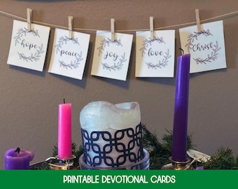 Advent Cards Printable Christian, Christmas Scripture Cards, Digital Advent Devotional for Family, Advent Bible Study Guide