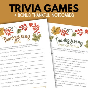 Thanksgiving Trivia Games, Thanksgiving Games for Family, Thanksgiving Games Printable, Fall Trivia, Thanksgiving Quiz, Turkey Trivia