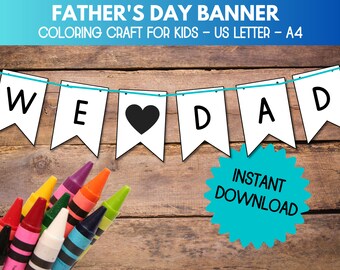 Father's Day Banner Printable, Coloring Banner, Father's Day Decoration, Dad Birthday Printable