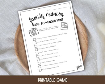 Family Reunion Games, Selfie Scavenger Hunt, Selfie Hunt, Games for Adults, Games for Kids,  Icebreaker Games,  Family Reunion Selfie Game