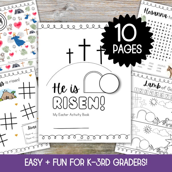 Easter Activity Book, Sunday School Easter Activity For Kids, Easter Activity Pages, Printable Easter Activity Sheets, He Is Risen Coloring